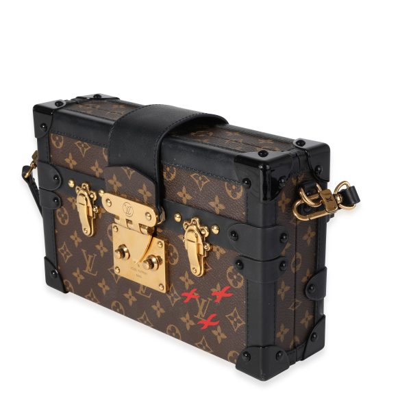 118345 sv Louis Vuitton Monogram Canvas Black Calfskin Petite Malle