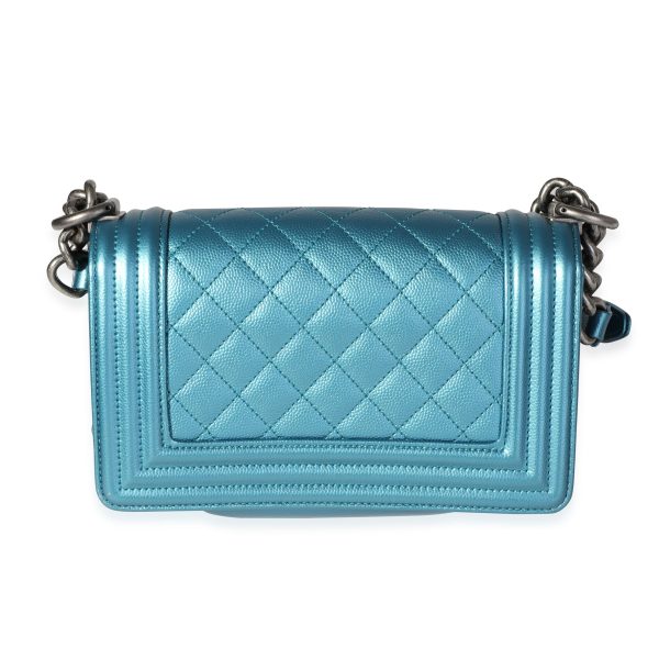 118353 pv 6765a554 f9f4 4c51 9dd3 41ab119e5f98 Chanel Blue Metallic Quilted Caviar Small Boy Bag