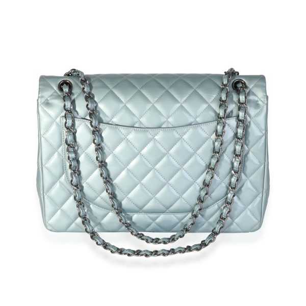 118418 pv 11260caf 9f3f 4381 8ba6 b4fe9dfc4a9b Chanel Light Blue Quilted Patent Leather Maxi Classic Double Flap