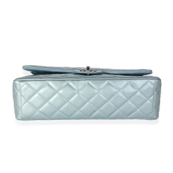 118418 stamp 02f65ecb bb64 4aa9 b45b e865f04b1f59 Chanel Light Blue Quilted Patent Leather Maxi Classic Double Flap