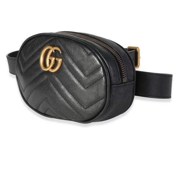 118421 sv 9e45aad5 7d32 4de7 ba7e 7c7ba2be2f85 Gucci Black Matelassé Leather GG Marmont Belt Bag 9538