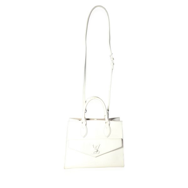 118430 bv Louis Vuitton White Leather Monochrome Lockme Tote PM