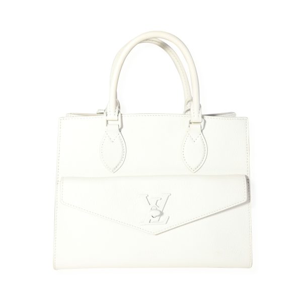 118430 fv Louis Vuitton White Leather Monochrome Lockme Tote PM