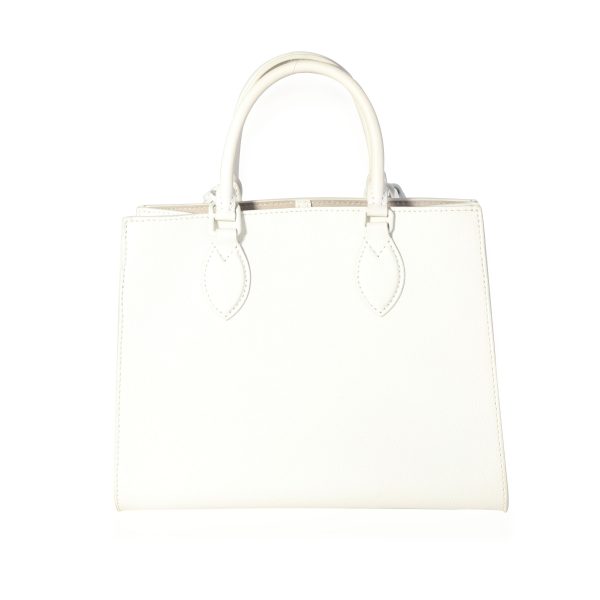 118430 pv Louis Vuitton White Leather Monochrome Lockme Tote PM