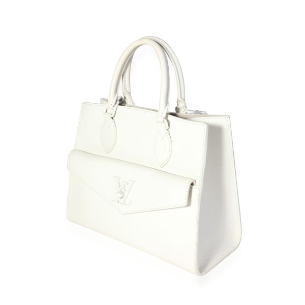 118430 sv Louis Vuitton White Leather Monochrome Lockme Tote PM