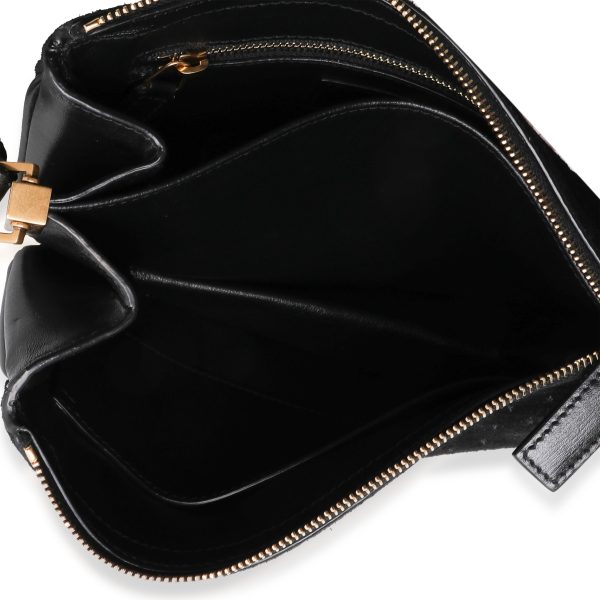 118459 ad1 Saint Laurent Black Suede All Over Monogram Crossbody Bag