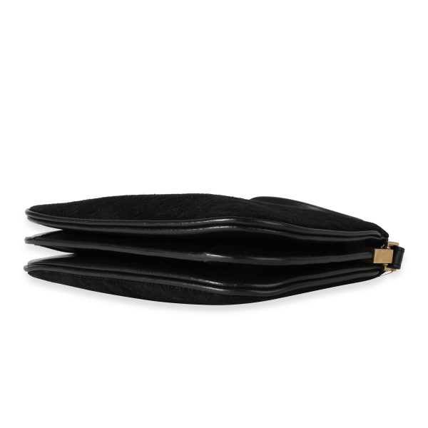 118459 box Saint Laurent Black Suede All Over Monogram Crossbody Bag