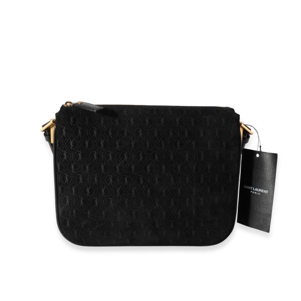 118459 fv Saint Laurent Black Suede All Over Monogram Crossbody Bag