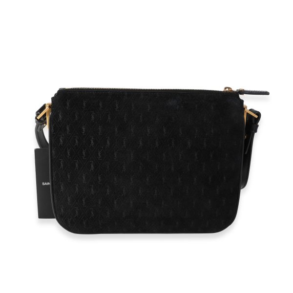 118459 pv Saint Laurent Black Suede All Over Monogram Crossbody Bag