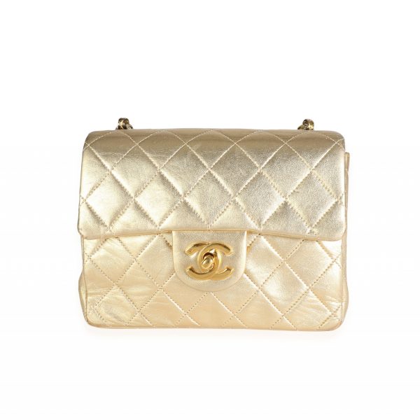 118463 fv 365f9ff2 e3a8 472d b5d3 9204ffa7a23a Chanel Vintage Gold Quilted Lambskin Mini Square Flap Bag