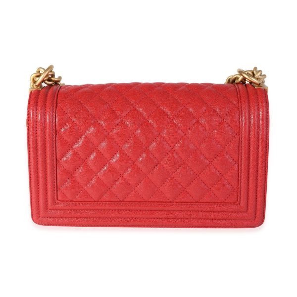 118473 pv Chanel Red Quilted Caviar Old Medium Boy Bag