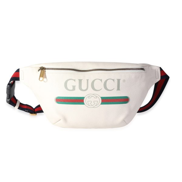 118483 fv Gucci Ivory Grained Calfskin Logo Waist Bag