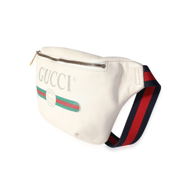 118483 sv Gucci Ivory Grained Calfskin Logo Waist Bag