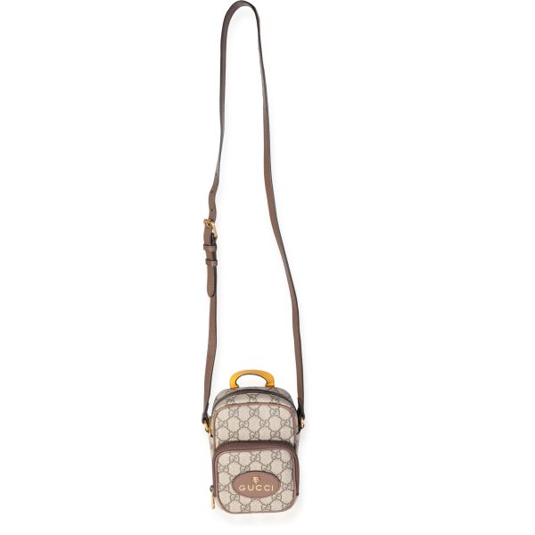 118484 bv Gucci Brown Leather GG Supreme Canvas Neo Vintage Mini Crossbody Bag