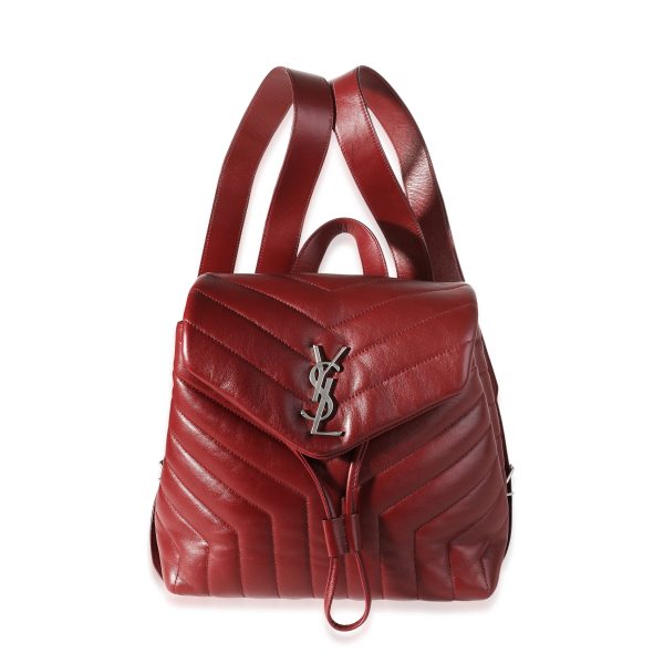 118487 fv Saint Laurent Burgundy Matelassé Y Leather Small Loulou Backpack