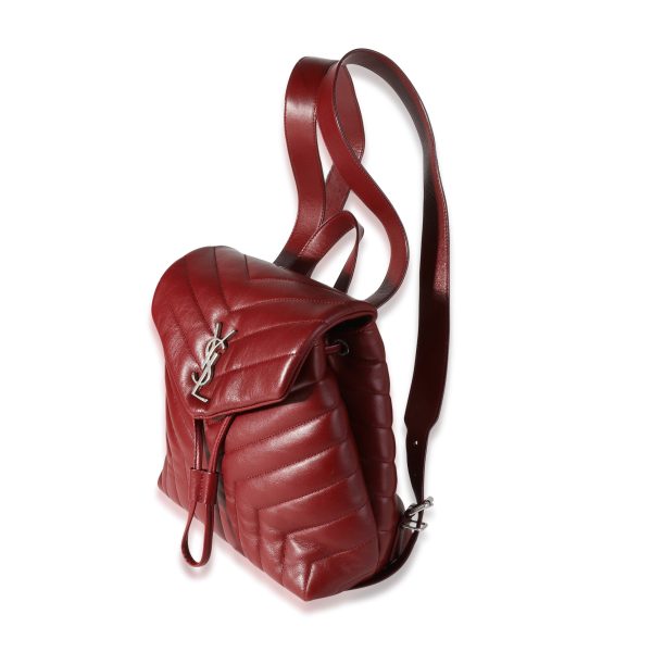 118487 sv Saint Laurent Burgundy Matelassé Y Leather Small Loulou Backpack