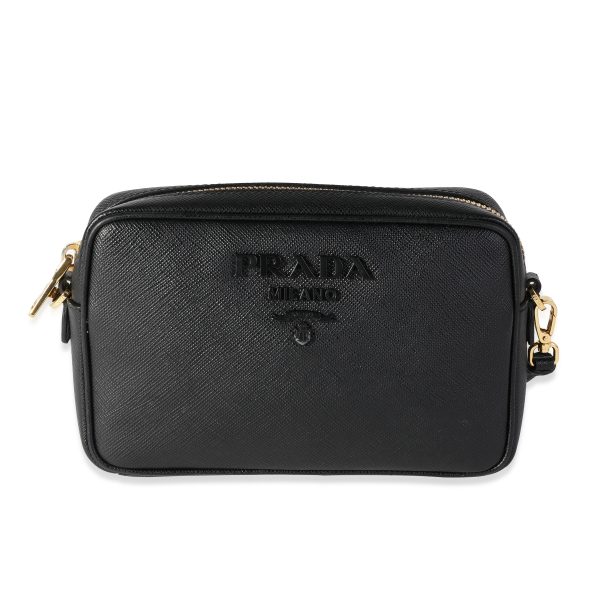 118488 fv 563e0928 9d61 4863 ad3b 7bc81f6b93cb Prada Black Saffiano Leather Monochrome Camera Bag