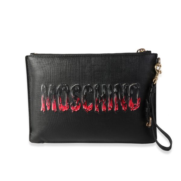 118523 pv b1f3c602 97ac 4fe4 98b4 9e5a525983d0 Moschino Black Coated Canvas Vampire Teddy Bear Pouch