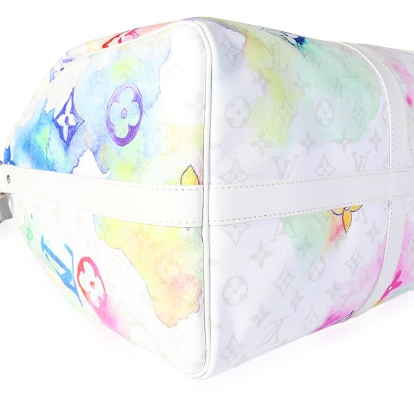 118558 bv d1f8c43f def6 49a7 82e1 7de62f5c161e Louis Vuitton White Monogram Watercolor Keepall Bandoulière 50