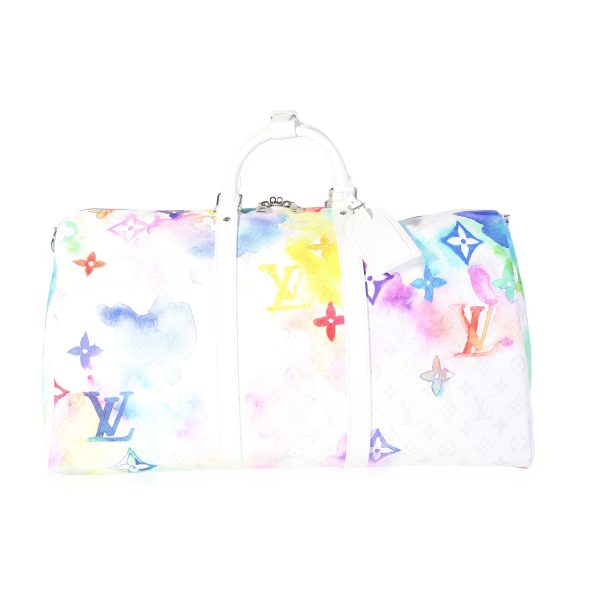 118558 fv 53ee7d77 4751 4abb bc6b ae243a74ed41 Louis Vuitton White Monogram Watercolor Keepall Bandoulière 50