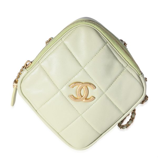 118561 fv 4b65db99 b953 48d5 834f 875b5a39a486 Chanel Sage Quilted Lambskin Diamond CC Crossbody Bag