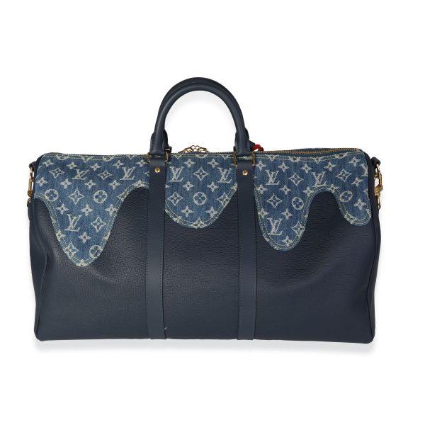 118567 pv Louis Vuitton x NIGO Monogram Denim Drip Taurillon Keepall Bandoulière 50