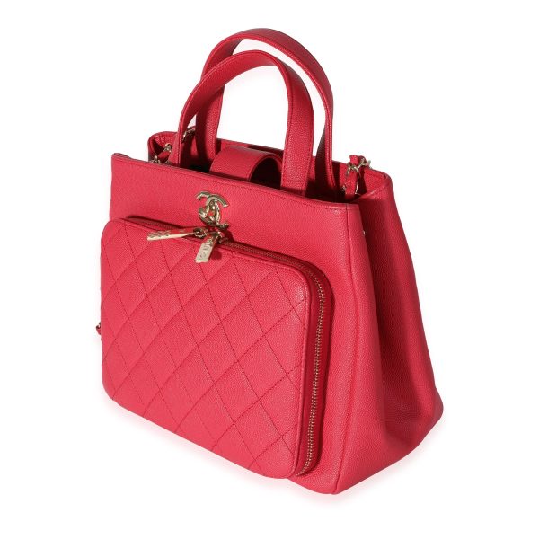 118577 sv Chanel Red Caviar Quilted Small Business Affinity Shopping Bag