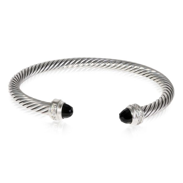 118582 fv 3bd2adec 8687 4dfe a067 42559e6430e6 David Yurman Cable Classics Onyx Diamond Bracelet in Sterling Silver 018 CTW