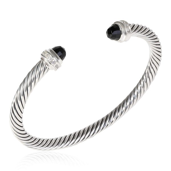 118582 pv 401b1a45 e5e5 4931 83bb 8f5890099ea7 David Yurman Cable Classics Onyx Diamond Bracelet in Sterling Silver 018 CTW