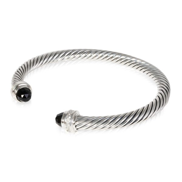 118582 sv 47512a11 8b72 4a16 8f78 b3e8f8eccc18 David Yurman Cable Classics Onyx Diamond Bracelet in Sterling Silver 018 CTW