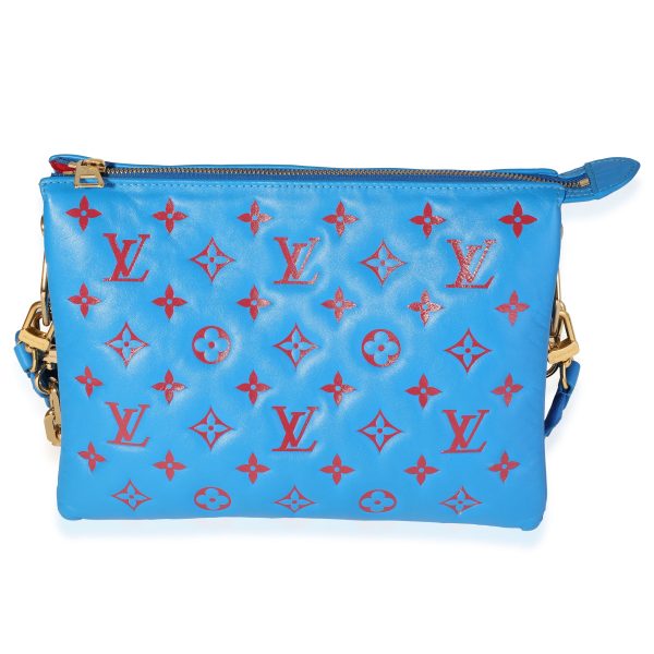 118597 fv Louis Vuitton Blue Red Embossed Lambskin Vuittamins Coussin PM