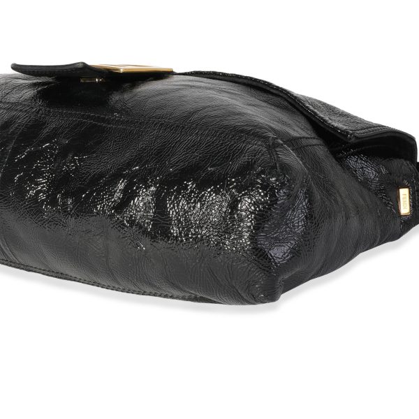 118611 box 7ad72994 6f98 4441 9630 fb8be509de2b Fendi Black Patent Leather Convertible Baguette