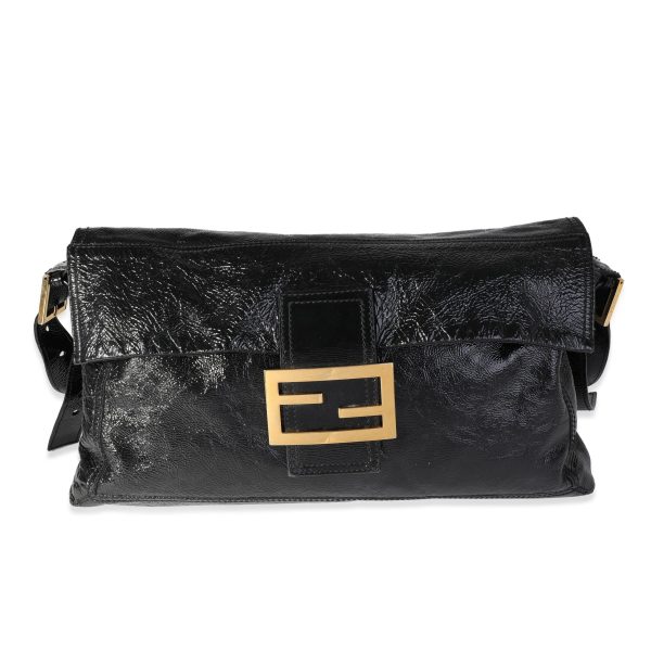 118611 fv 779c2555 06e4 4d91 9c81 ecc16c8884fa Fendi Black Patent Leather Convertible Baguette