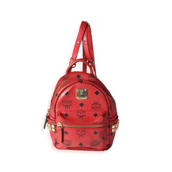 118618 ad1 754018cb e2a5 4ea5 826d 42035ff0fc7e MCM Red Visetos Coated Canvas Stark Bebe Boo Backpack