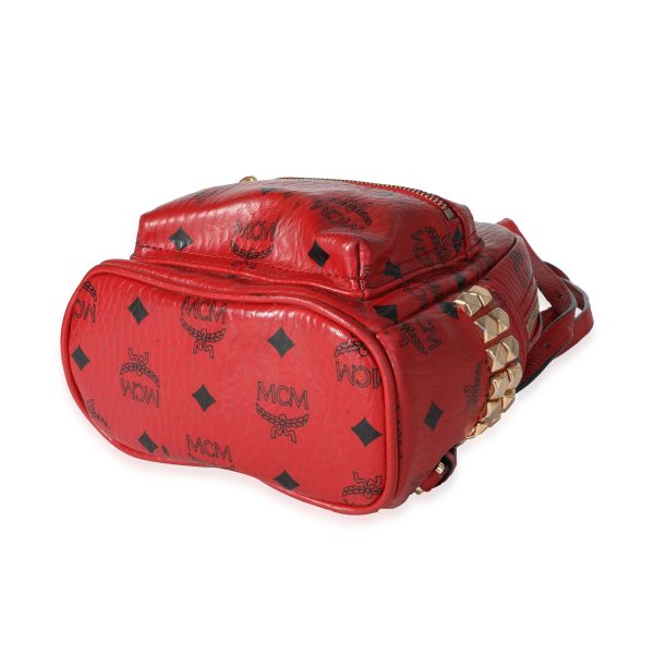 118618 clasp 80821030 7f81 4ce3 acf8 6d6ef3386f13 MCM Red Visetos Coated Canvas Stark Bebe Boo Backpack