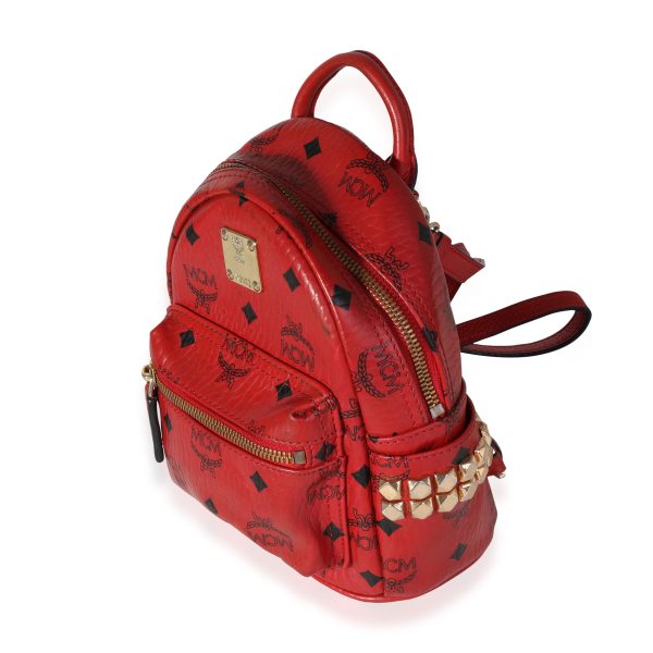 118618 sv f49dfaca 6602 4d44 a300 22e26be1900b MCM Red Visetos Coated Canvas Stark Bebe Boo Backpack