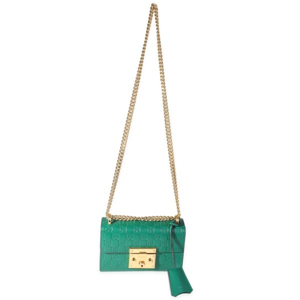 118621 bv Gucci Green Guccissima Leather Small Padlock Shoulder Bag