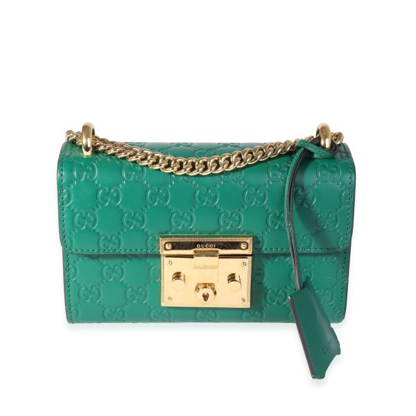 118621 fv Gucci Green Guccissima Leather Small Padlock Shoulder Bag