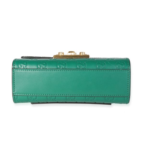 118621 stamp Gucci Green Guccissima Leather Small Padlock Shoulder Bag