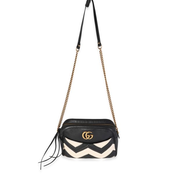 118735 bv Gucci Black White Matelassé Medium Marmont Bag