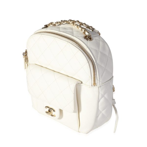 118742 bv 87bc102d 4a1d 4cf1 8fc4 8da1a6316f89 Chanel White Quilted Caviar CC Day Backpack