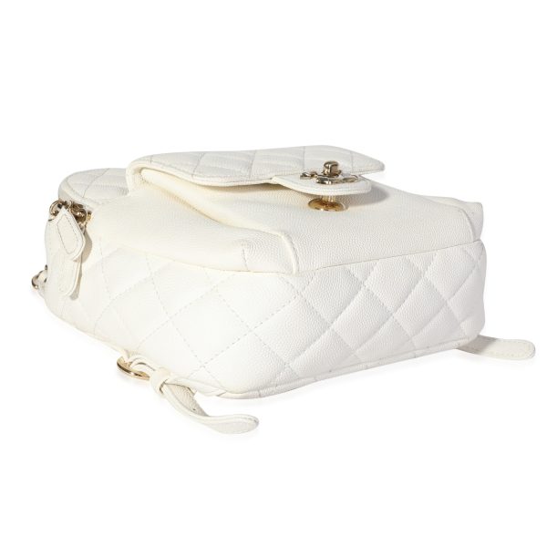 118742 clasp 8dd00337 8a81 421a ab7a 655de7a77db4 Chanel White Quilted Caviar CC Day Backpack