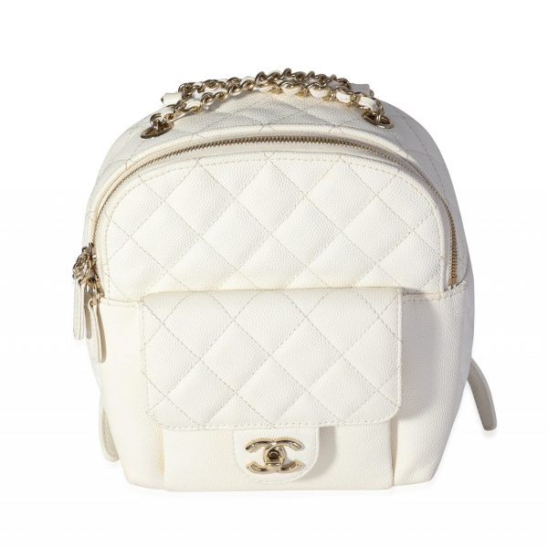 118742 fv f485835e 6dd7 4576 9b96 e654882ca1b2 Chanel White Quilted Caviar CC Day Backpack