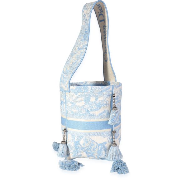 118796 bv Christian Dior Turquoise Toile de Jouy Embroidery D Bubble Bucket Bag