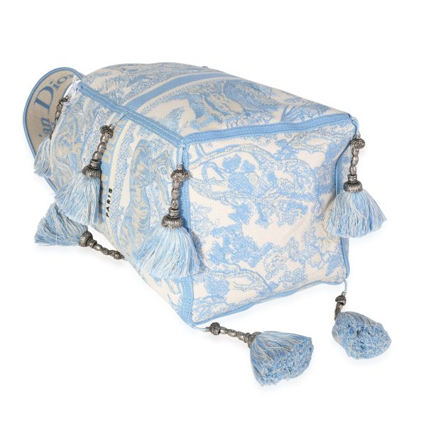 118796 clasp Christian Dior Turquoise Toile de Jouy Embroidery D Bubble Bucket Bag