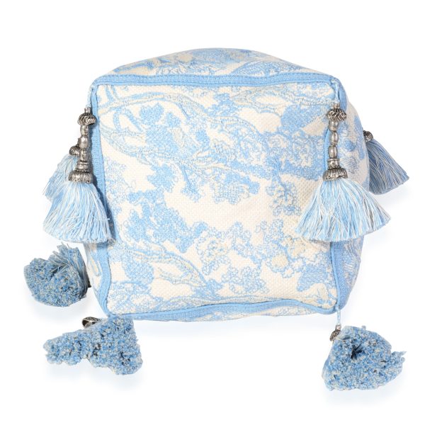 118796 stamp Christian Dior Turquoise Toile de Jouy Embroidery D Bubble Bucket Bag