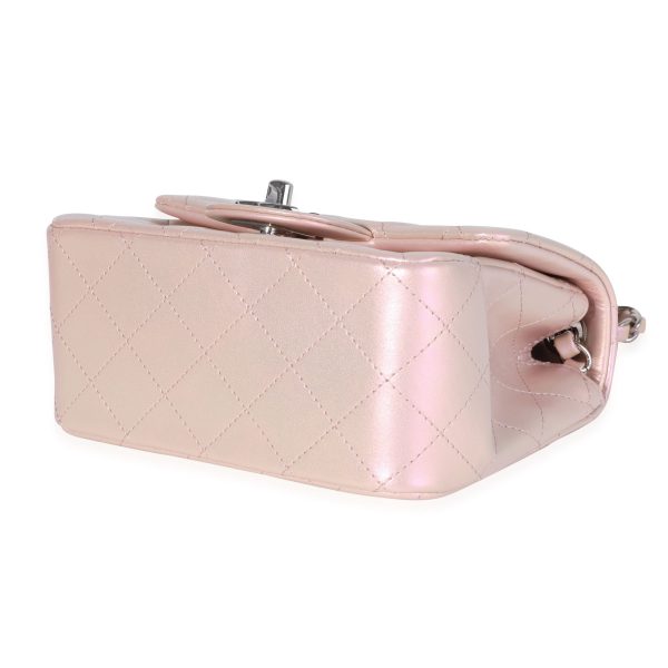 118897 clasp 8edf9431 35df 474d 80bc a98126921c4d Chanel Pink Iridescent Quilted Calfskin Square Mini Classic Flap Bag