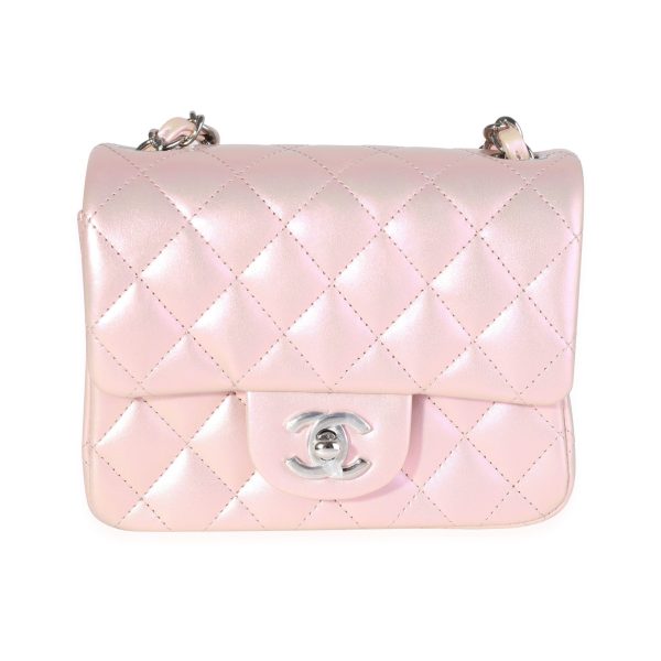 118897 fv e9450753 71c1 4b41 88f2 043b9d42c2e8 Chanel Pink Iridescent Quilted Calfskin Square Mini Classic Flap Bag