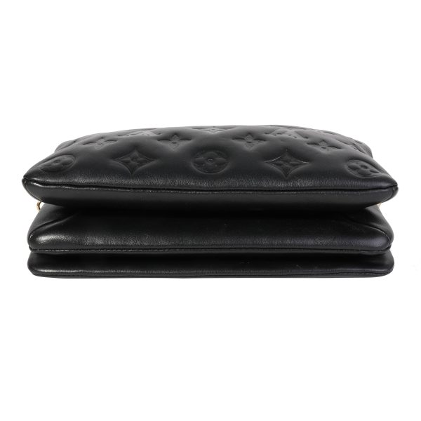 118910 stamp 9b6bef70 5e04 4a82 b4b7 073c7678f2b3 Louis Vuitton Black Monogram Embossed Lambskin Pochette Coussin