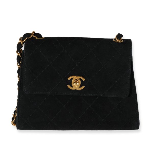 118915 fv Chanel Vintage Black Quilted Suede Shoulder Bag